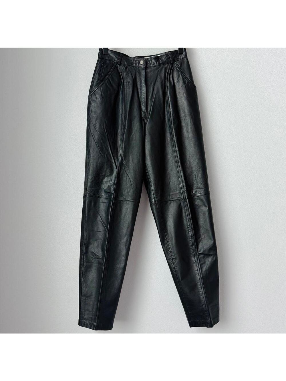 Vintage 90s High Waisted Leather Pants Biker Minimalist Excellent Condition Sz 8